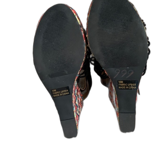 Dolce by Mojo Moxy Black Macrame Multicolor Wedge Heel Platform Sandals Size 10M - Picture 6 of 10